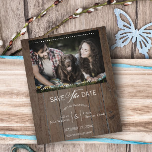Papier Rustic Wood Dog Photo Typographie Whimsical