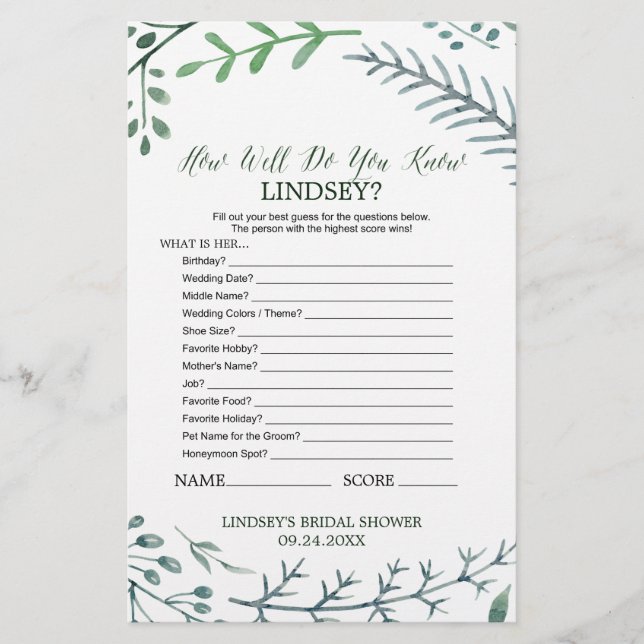 Papier Rustic Wreath Comment Bien Connaissez-Vous Le Jeu  (Devant)