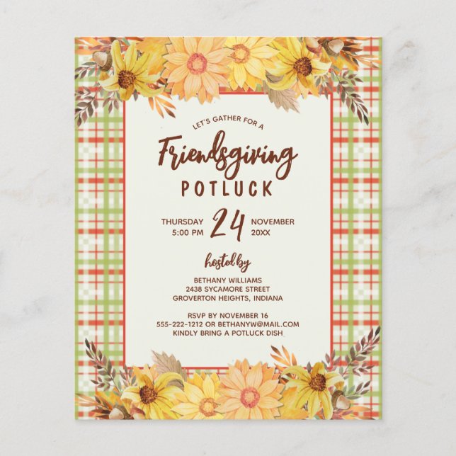 Papier Rustique Ami Action Potluck Budget Invitation (Devant)