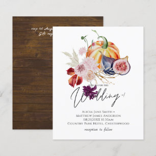 Papier Rustique automne Citrouille Figs Fleurs Mariage