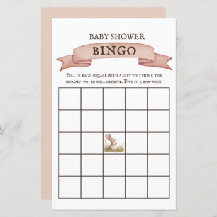 Papier Rustique Bunny Baby shower Jeu de Bingo