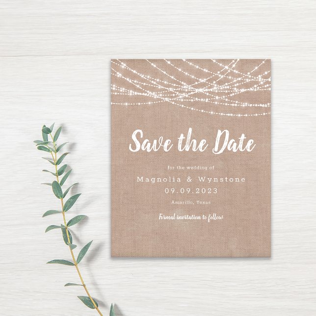 Papier Rustique Burlap String éclats mariage Enregistrer  (Créateur téléchargé)