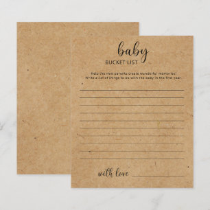 Papier Rustique - Jeu de baby shower liste de seau de béb