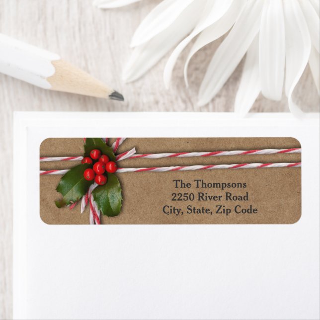Papier rustique Kraft de Noël avec baies Holly (En situation)