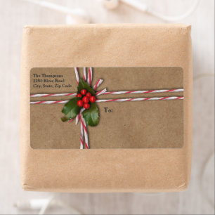 Papier rustique Kraft de Noël avec baies Holly
