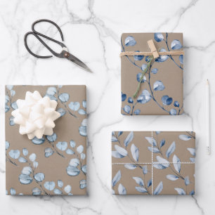 Papier Rustique Kraft Sprigs Eucalyptus Bleus 2