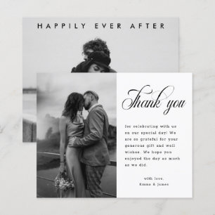 Papier Rustique minimaliste Script Mariage photo Merci