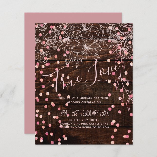 Papier Rustique moderne Dusty Rose rose Confetti Mariage (Devant / Derrière)