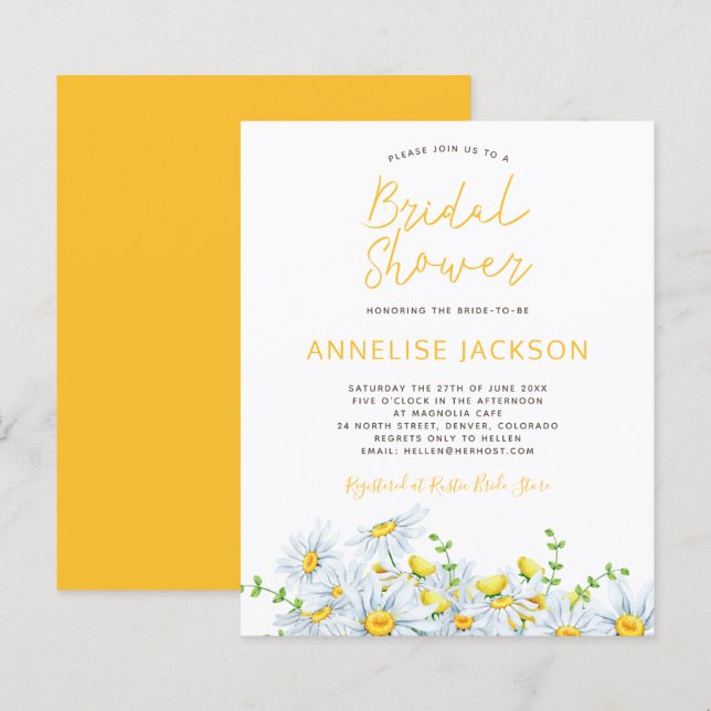 Papier Rustique moderne floral BUDGET invitation douche n (Devant / Derrière)