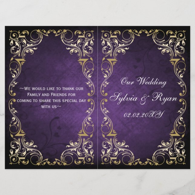 Papier Rustique Regal Ornemental Purple Et Mariage Or (Devant)