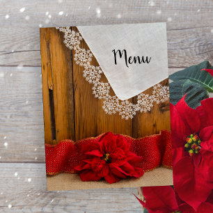 Papier Rustique Rouge Poinsettia Pays Mariage d'hiver Men