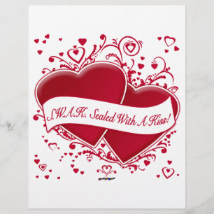 Papier S.W.A.K. Scellé Avec Un Baiser ! Cœurs rouges