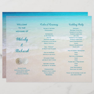 Papier Sable Dollars Plage Scène Tri-Fold Wedding Program