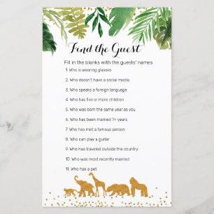 Papier Safari animal Aquarelle Trouvez le jeu Invité