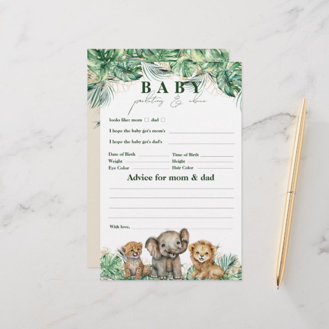 Papier Safari Animal Jungle Green & Gold jeu de baby show (Devant/Arrière en situation)