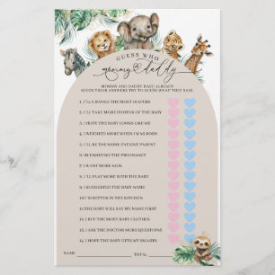 Papier Safari Animal Jungle Jeu moderne maman ou papa