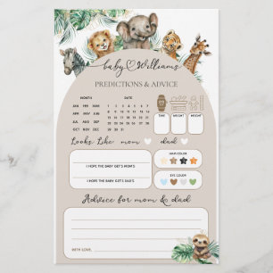 Papier Safari Animal Jungle Moderne Baby Guesses Jeu