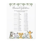 Safari Animaux Baby shower Animal Gestation Jeu