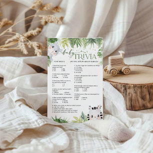 Papier Safari Animaux Baby shower bébé Trivia Game Card