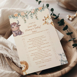 Papier Safari Animaux Baby Shower Devinez Qui