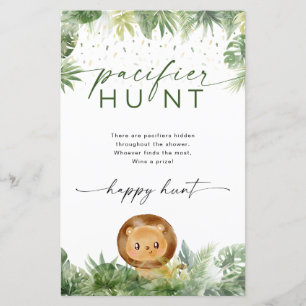Papier Safari Animaux Baby shower Pacifier chasse jeu