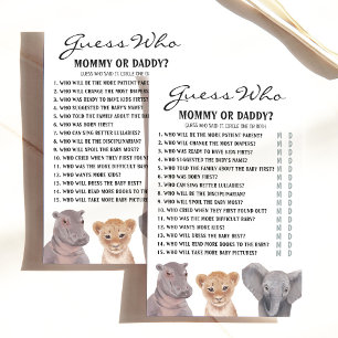 Papier Safari Animaux "Devine Qui..." Jeu baby shower