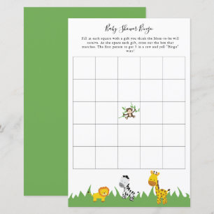 Papier Safari Baby shower Bingo Party Jeu mignons Animaux