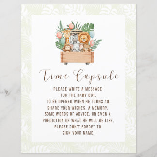 Papier Safari Baby Shower Capsule Temporelle Signé Pour B