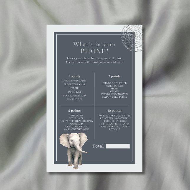 Papier Safari Elephant What’s in Your Phone Baby shower (Créateur téléchargé)