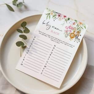 Papier Safari floral nom de race jeu de baby shower