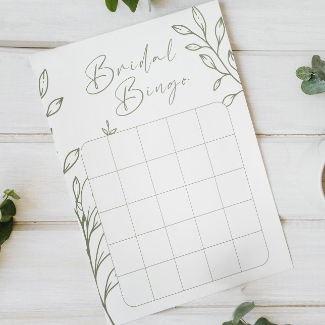 Papier Sage Boho Fleurs Fête des mariées Bingo Jeu (Créateur téléchargé)