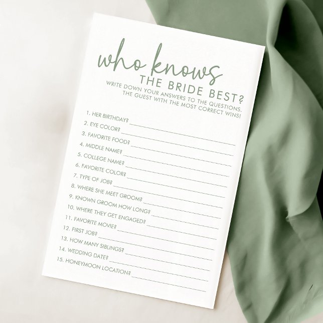 Papier Sage et Blanc qui connaissent la mariée meilleur j (Créateur téléchargé)