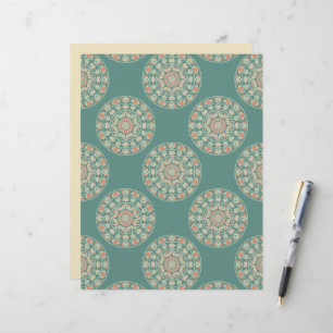 Papier Sage et sable rétro Ornat Floral Polka Dot Mandala