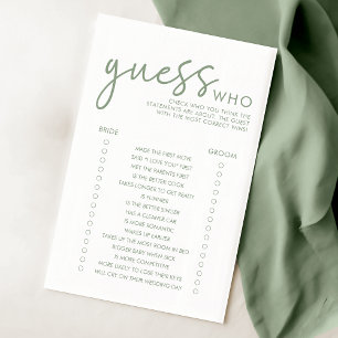 Papier Sage et White Devinez qui Fête des mariées jeu