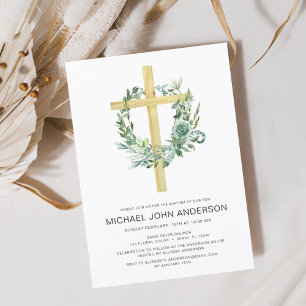Papier Sage Eucalyptus Baptême Vert Invitation