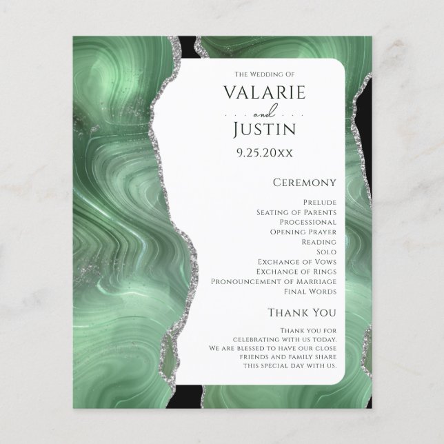 Papier Sage Green Agate Gold Parties scintillant Programm (Devant)
