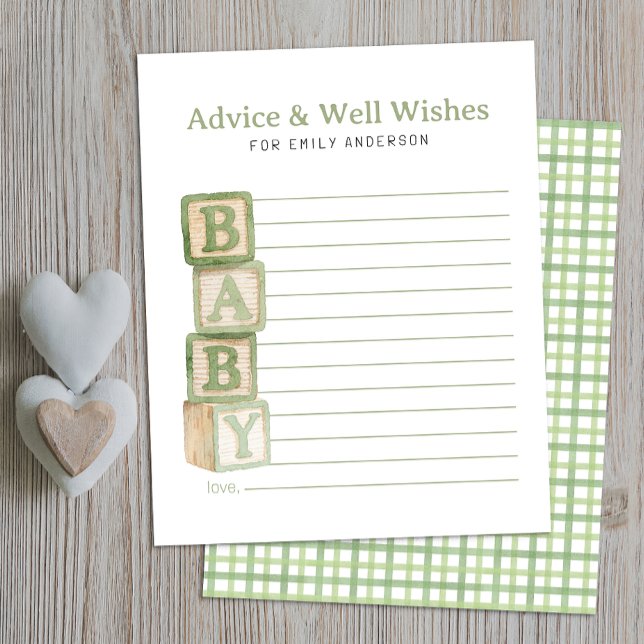 Papier Sage Green Baby Blocks Advice & Well Wishes Card (Advice & Well Wishes)