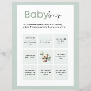 Papier Sage Green Bear Bingo
