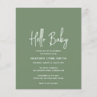 Sage Green Budget Bonjour Baby shower Invitation