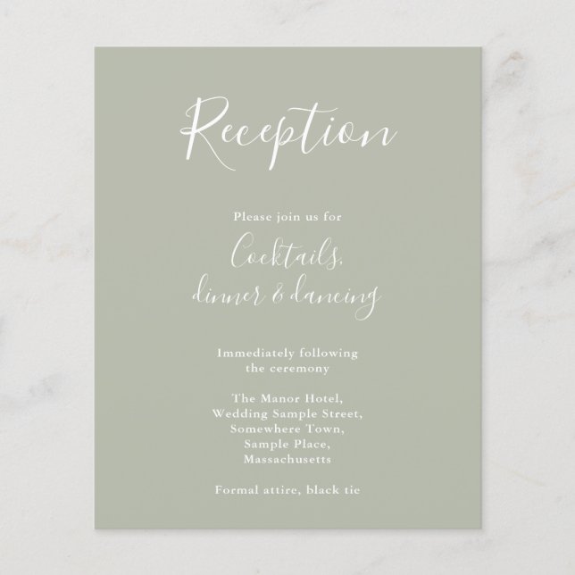 Papier Sage Green Budget Réception de mariage moderne Cir (Devant)
