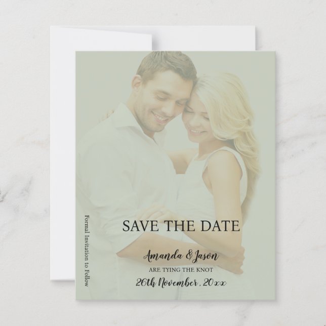 Papier Sage Green Faux Vellum Photo Wedding Enregistrer l (Devant)