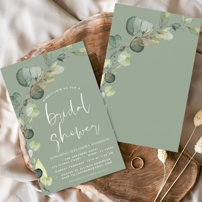 Papier Sage Green Fête des mariées Invitation rustique (Créateur téléchargé)