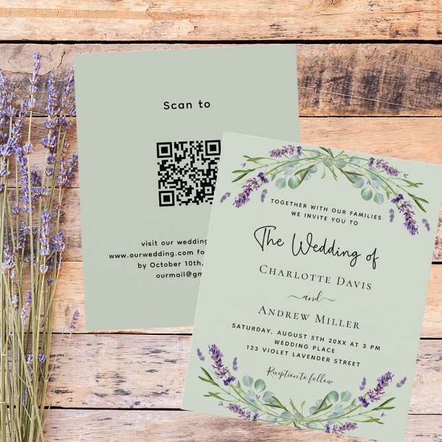 Papier Sage green lavender QR code RSVP budget mariage (Créateur téléchargé)