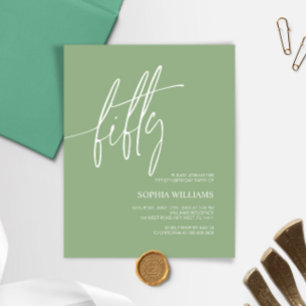 Papier Sage Green Minimaliste 50e anniversaire Invitation