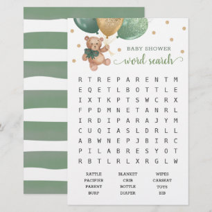 Papier Sage Green Word Recherche Scramble Jeu Teddy Bear