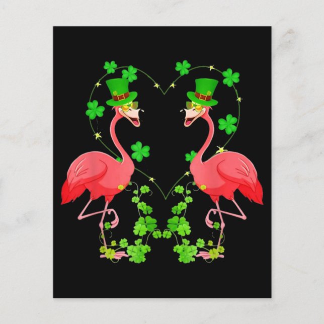 Papier Saint Patrick's Day Flamant rose Shamrock Coeur (Devant)