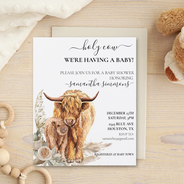 Papier Saint-Vache Highland Calf Baby shower Boho Budget (Créateur téléchargé)