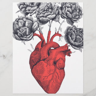 Papier Saint Valentin coeur avec fleurs