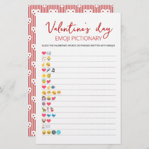 Papier Saint Valentin Emoji Pictionary jeu avec réponses