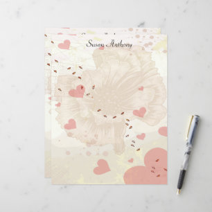 Papier Saint Valentin en détresse Floral Coeurs roses sta